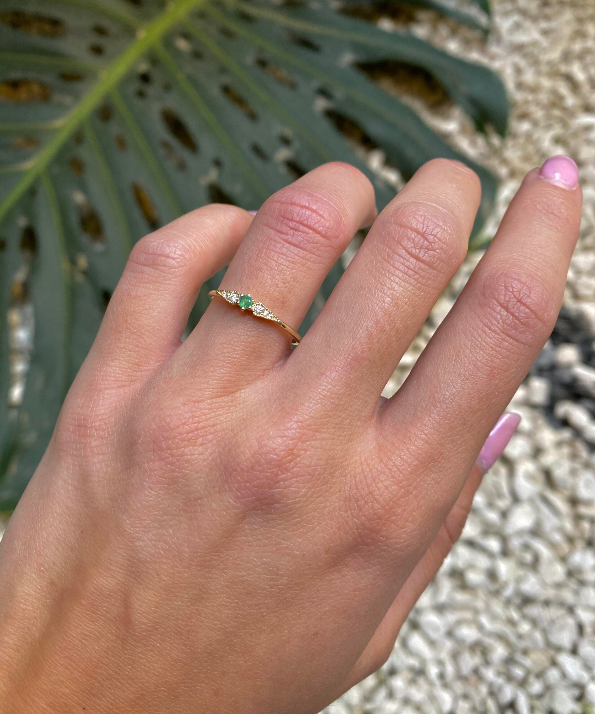 ANILLO DOBLE COMETA ESMERALDA