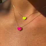 NEON YELLOW ENAMEL HEART CHOKER