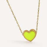 NEON YELLOW ENAMEL HEART CHOKER