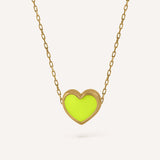 NEON YELLOW ENAMEL HEART CHOKER
