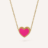 HALSKELLTE HERZ FLUOR ROSA EMAILLE