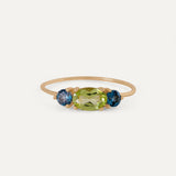 ANILLO CORONA PERIDOTO Y LONDON BLUE