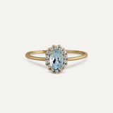 ANILLO ROSETÓN AGUAMARINA FINA Y DIAMANTES