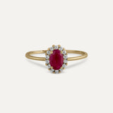 ROSÉTTENRING RUBIN UND DIAMANTEN