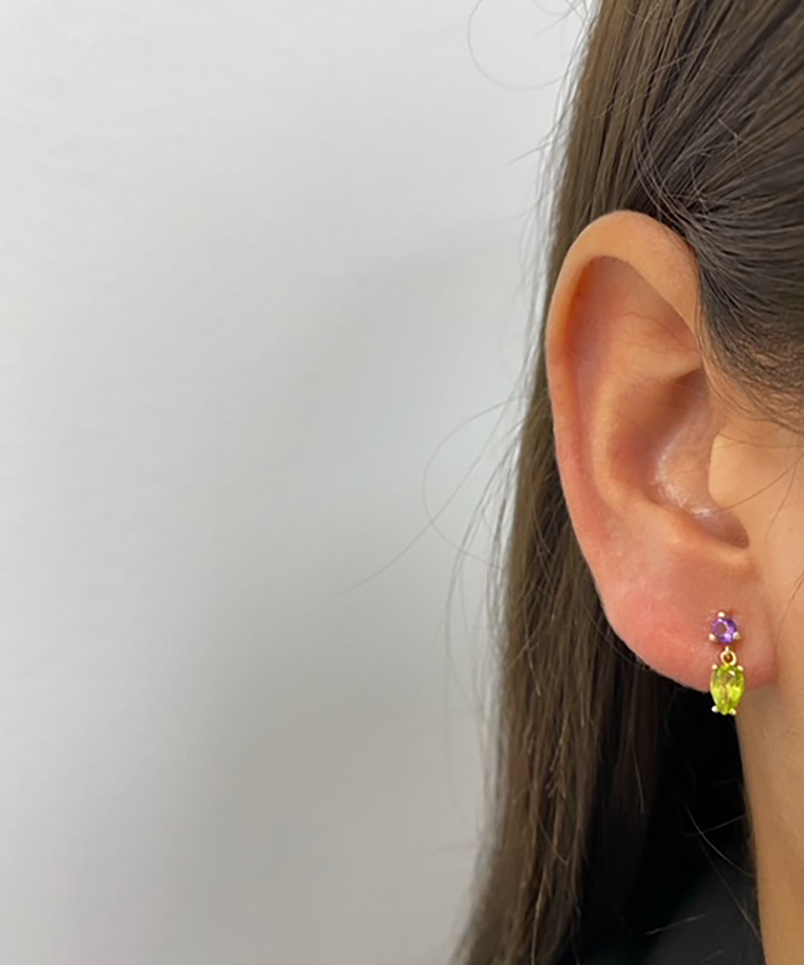 AMETHYST AND PERIDOT PEAR DROP EARRING