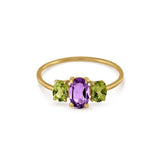 DREIFACH-OVALRING AMETHYST UND PERIDOT