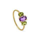 DREIFACH-OVALRING AMETHYST UND PERIDOT