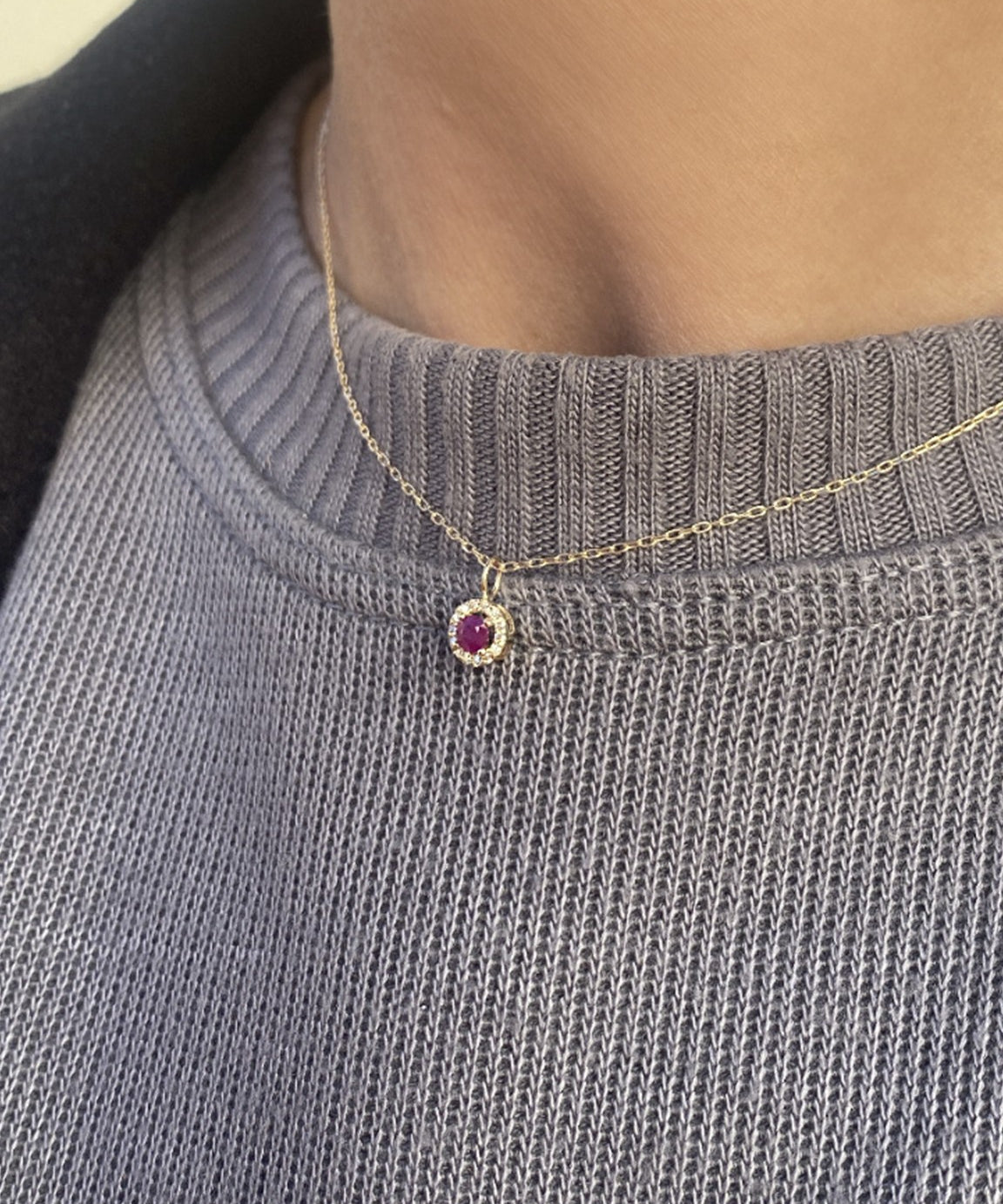 ROUND RUBY AND DIAMOND 0.06CT PENDANT