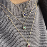 COLGANTE ROUND ZAFIRO Y DIAMANTES 0.06CT