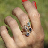 ANILLO ROSETÓN AGUAMARINA FINA Y DIAMANTES