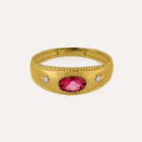 RING RHODOLITH-BLÜTENBLATT