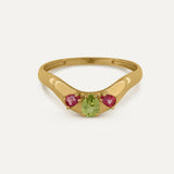 PERIDOT AND ROSE TOPAZ FLORAISON RING