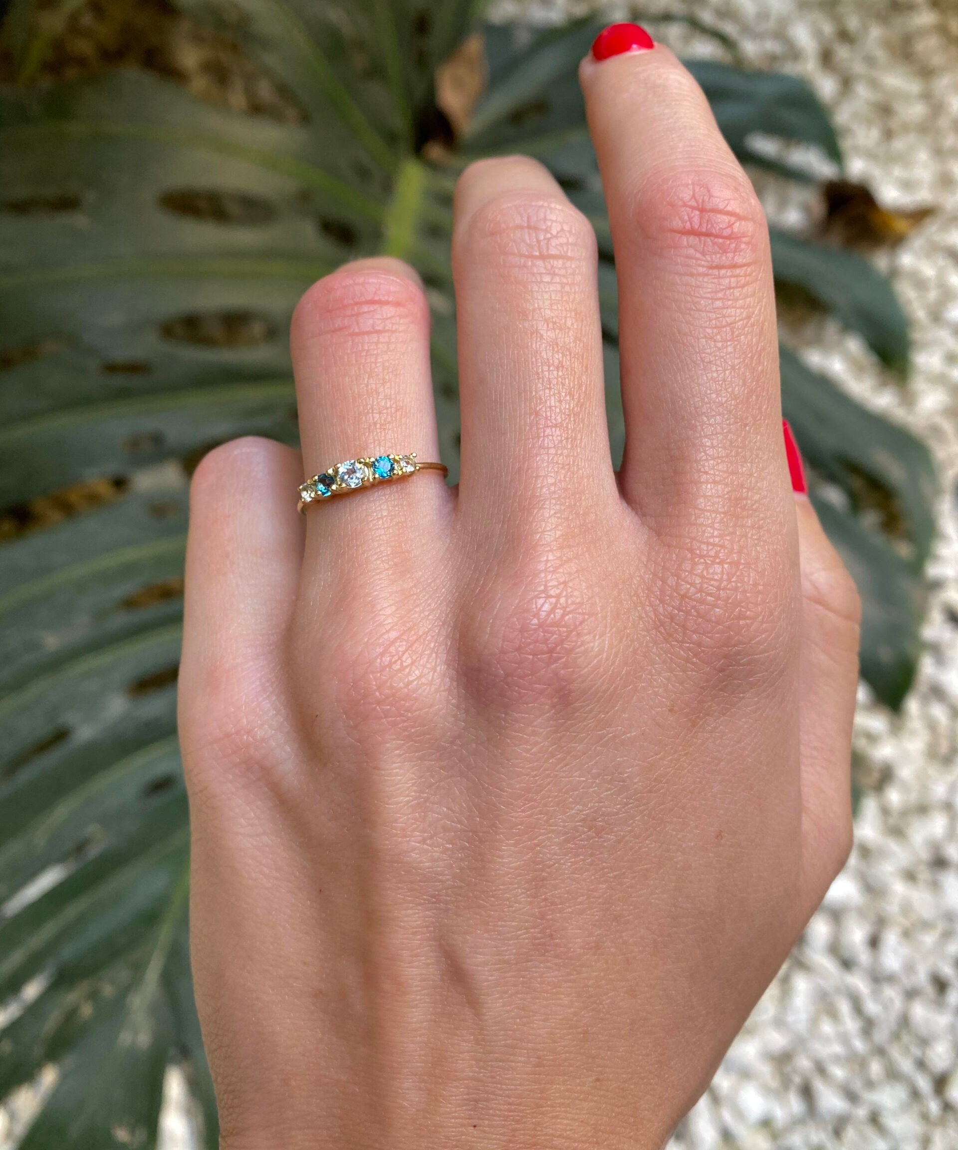 5 STONE SKY AND LONDON BLUE RING