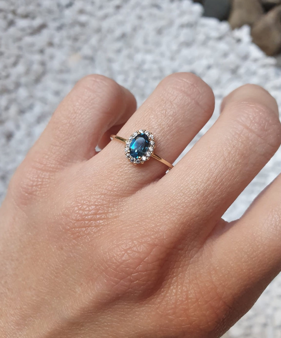 ANILLO ROSETÓN LONDON BLUE