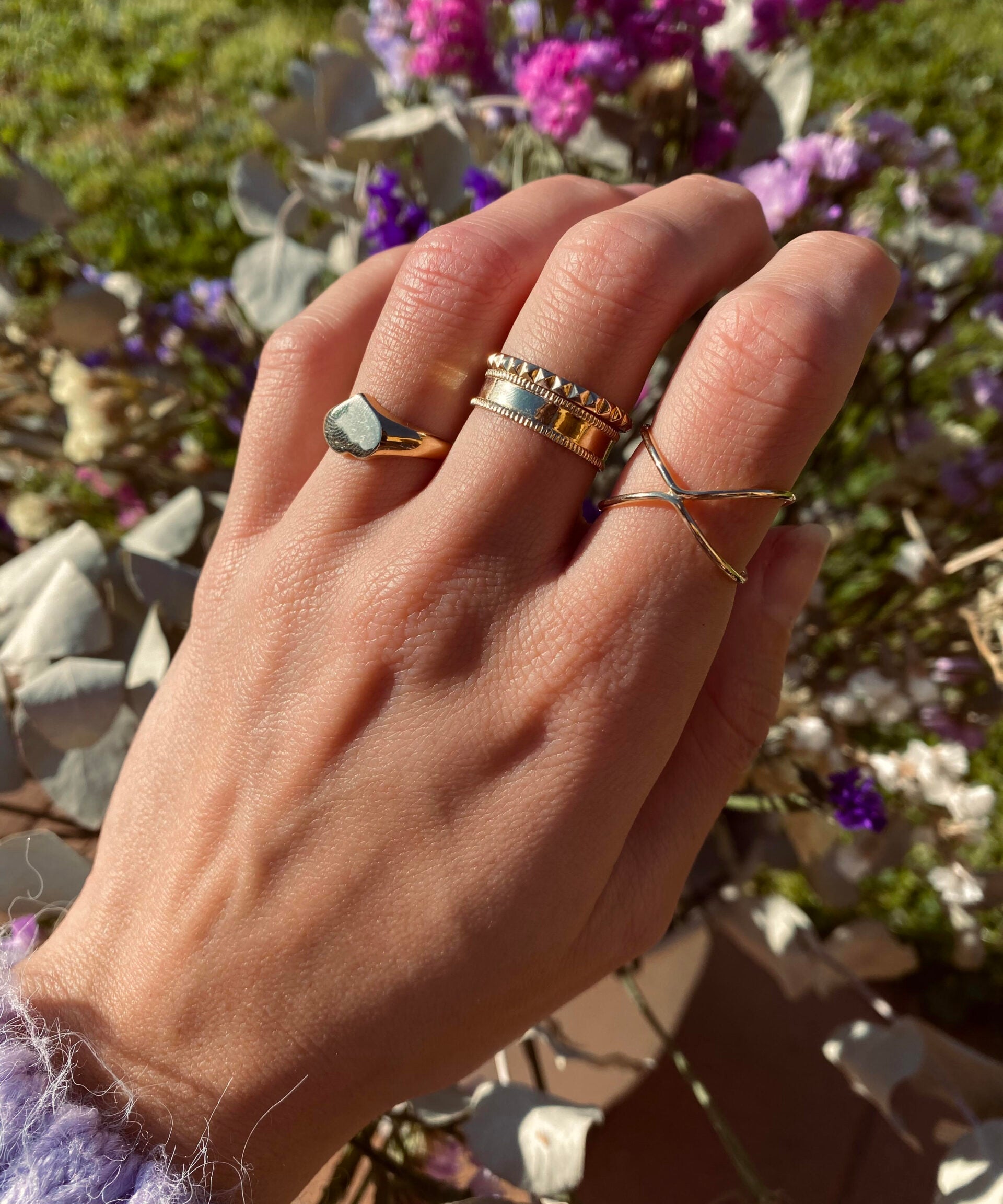 ANILLO DOBLE LISO CRUZADO