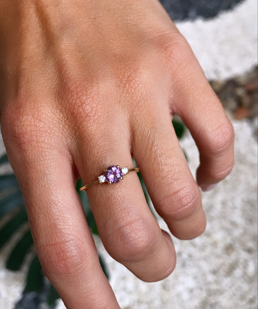 ANILLO TRES REDONDOS AMATISTA