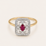 ANILLO ART DECO RUBÍ Y DIAMANTES