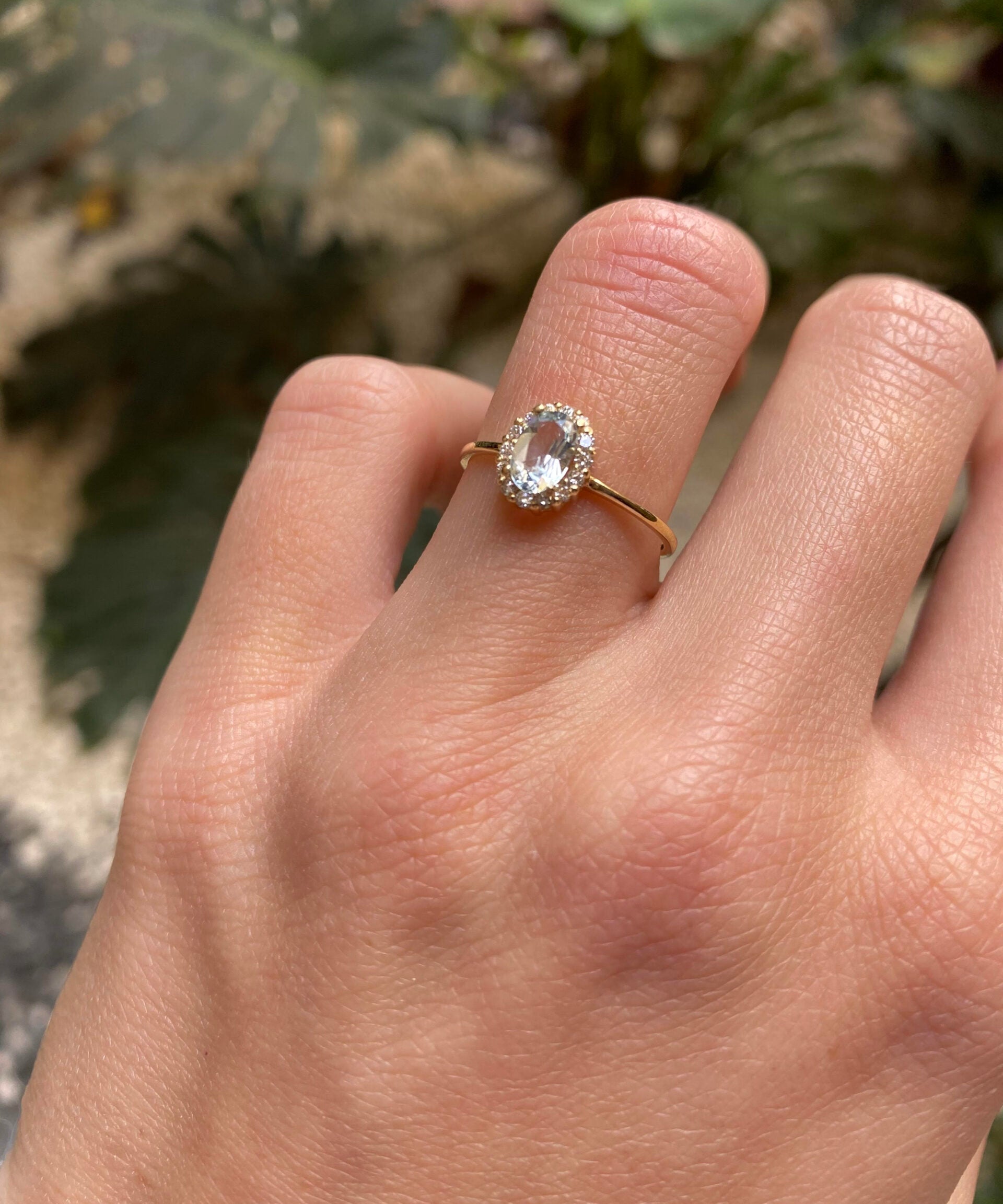 ANILLO ROSETÓN AGUAMARINA FINA Y DIAMANTES