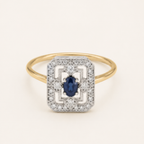 ANILLO ART DECO ZAFIRO Y DIAMANTES